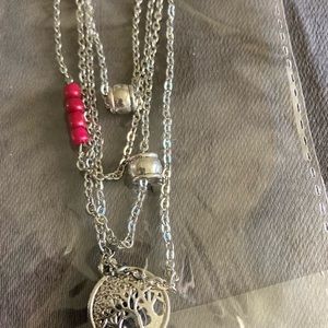 Cute Pink and Silver layered necklace